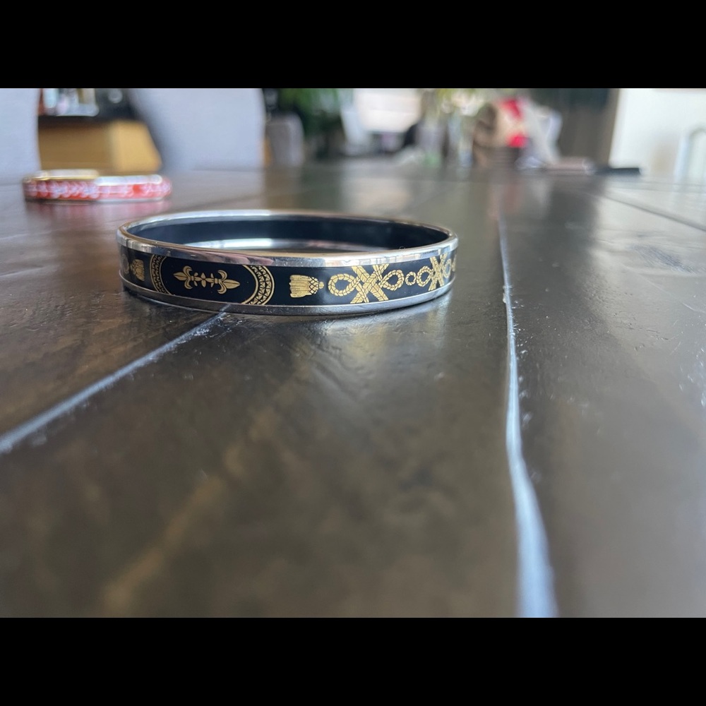 Black and Gold Bangle Bracelet